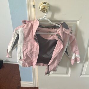 Childrens baby pink and grey winter coat